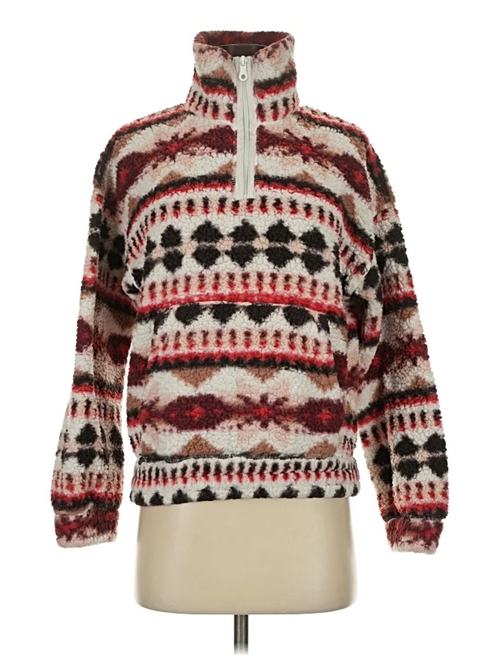 ❤️ Offline Aerie Teddy Sherpa Fleece 1/4 Zip Sweatshirt Multicolor Medium ❤️